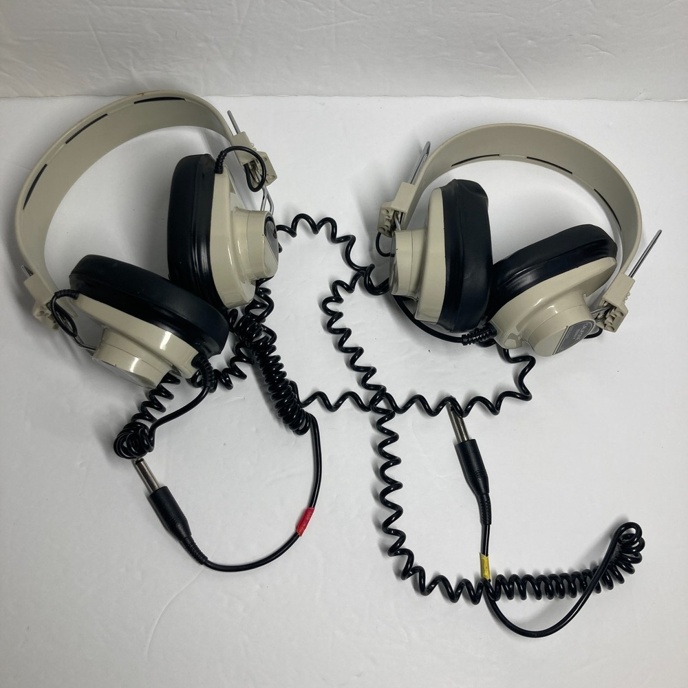 Califone 2924AV-P Headphones with Coiled Cable & 3.5mm Adapter Set of 2 USED